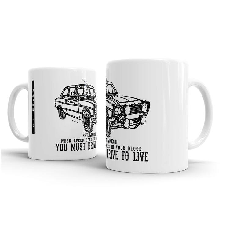 JL Illustration For A 1974 Ford Escort Mk1 RS2000 Motorcar Fan – Gift Mug