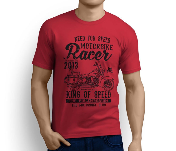 RH King Art Tee aimed at fans of Harley Davidson Heritage Softail Classic Motorbike