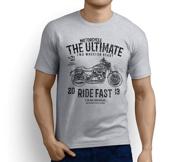 RH Ultimate Art Tee aimed at fans of Harley Davidson 1200 Custom Motorbike