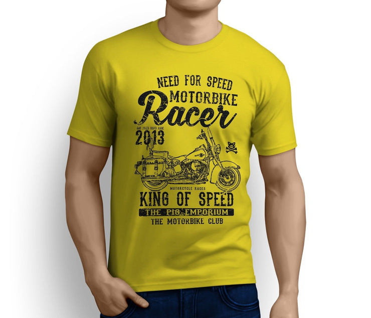 RH King Art Tee aimed at fans of Harley Davidson Heritage Softail Classic Motorbike