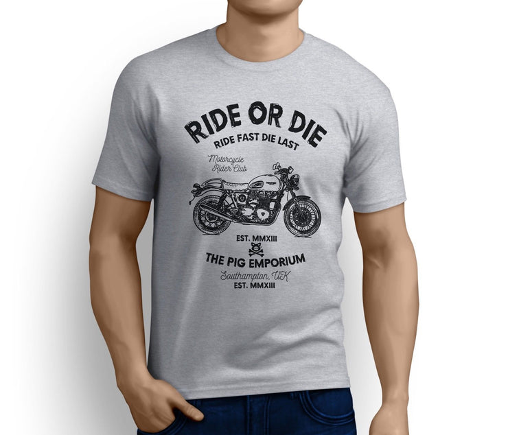 RH Ride Art Tee aimed at fans of Triumph Thruxton Ace Motorbike