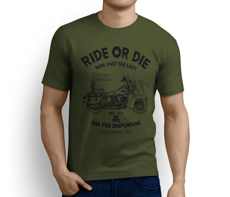 RH Ride Art Tee aimed at fans of Harley Davidson Heritage Softail Classic Motorbike