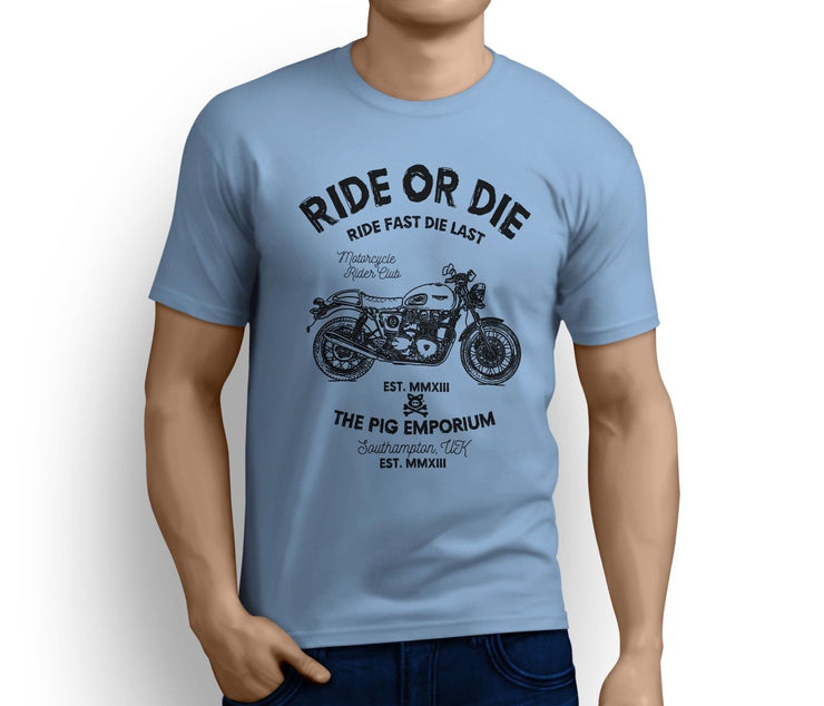 RH Ride Art Tee aimed at fans of Triumph Thruxton Ace Motorbike