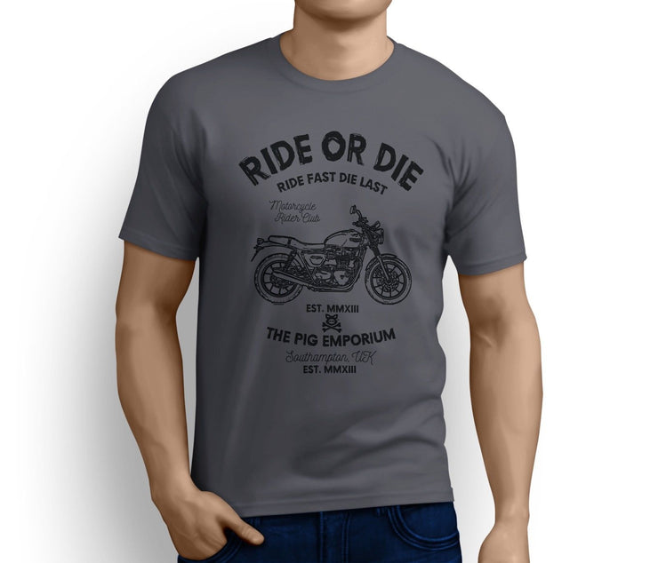 RH Ride Illustration For A Triumph Street Twin Motorbike Fan T-shirt