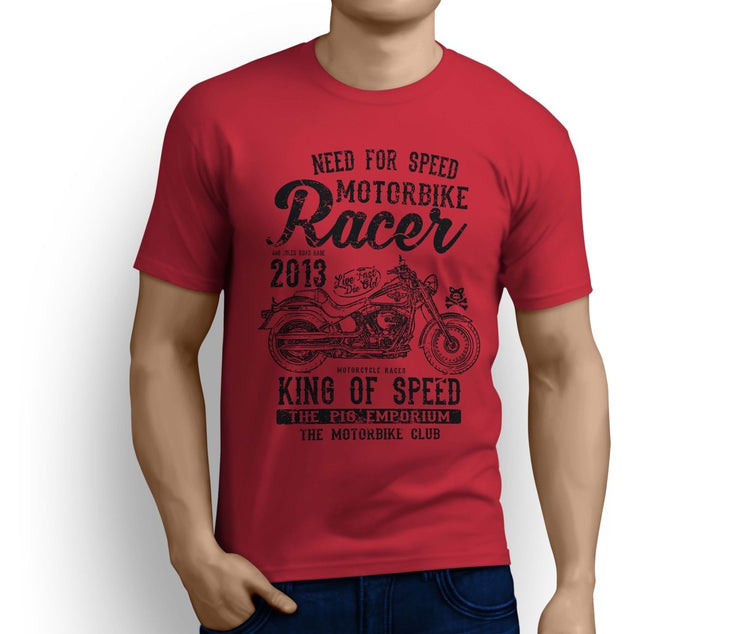 RH King Art Tee aimed at fans of Harley Davidson Fat Boy Motorbike