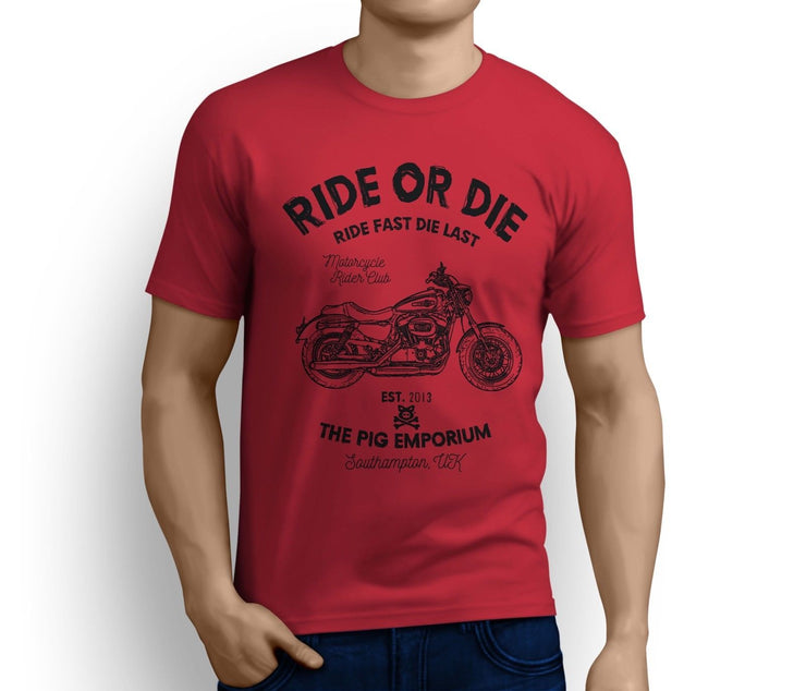 RH Ride Art Tee aimed at fans of Harley Davidson 1200 Custom Motorbike