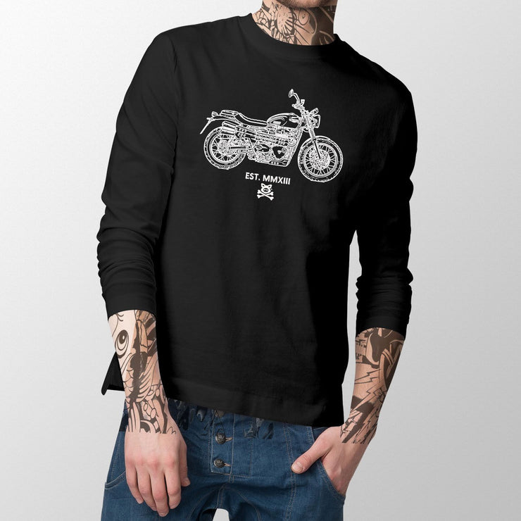 Road Hogs Art LSTee aimed at fans of Triumph Street Scrambler Motorbike