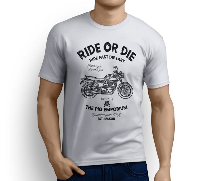 RH Ride Art Tee aimed at fans of Triumph Bonneville T120 Black Motorbike