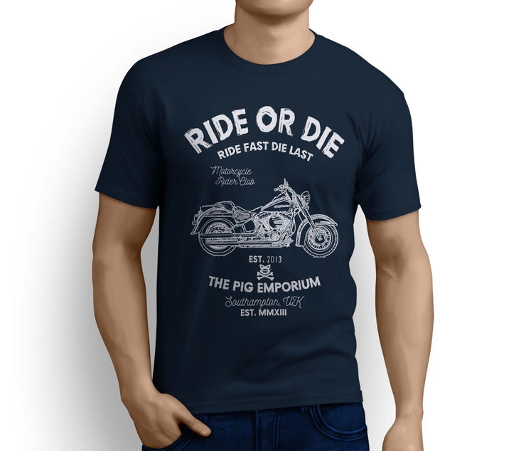 RH Ride Art Tee aimed at fans of Harley Davidson Softail Deluxe Motorbike