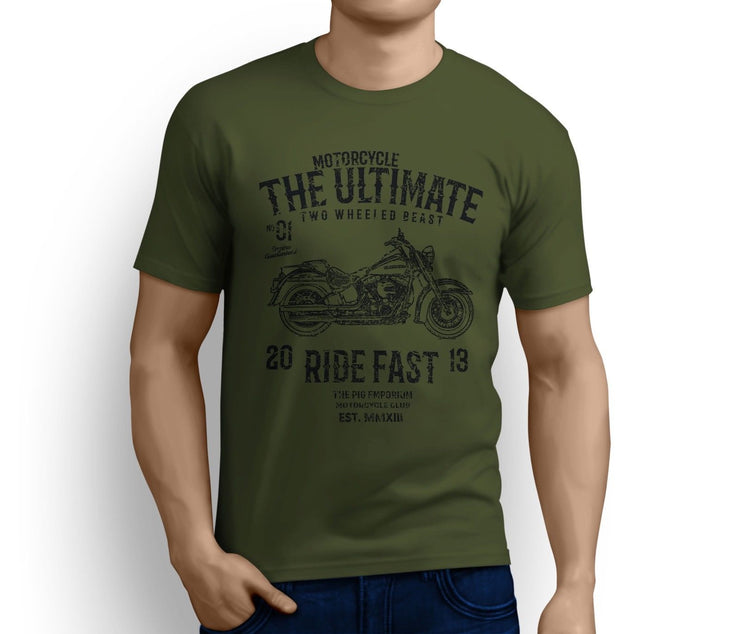 RH Ultimate Art Tee aimed at fans of Harley Davidson Softail Deluxe Motorbike
