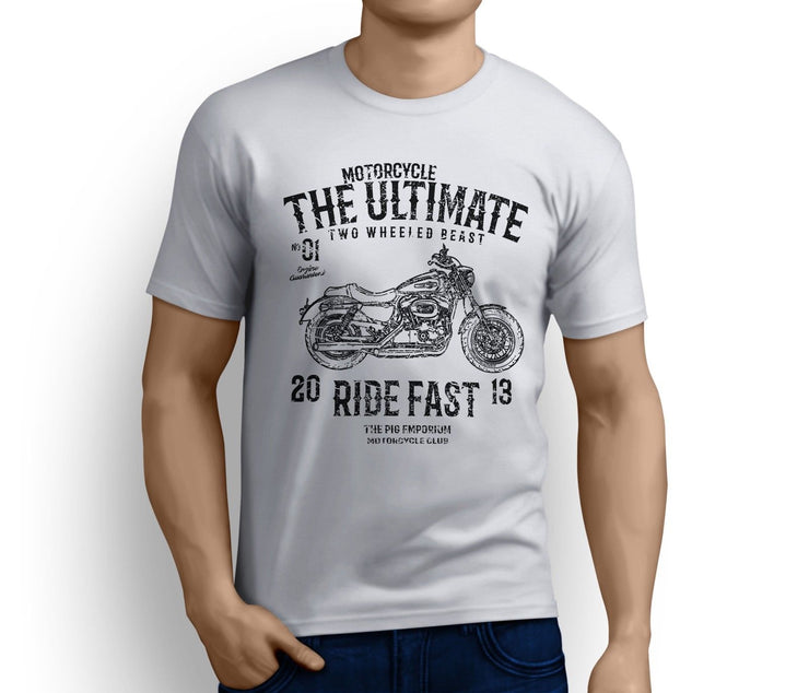 RH Ultimate Art Tee aimed at fans of Harley Davidson 1200 Custom Motorbike