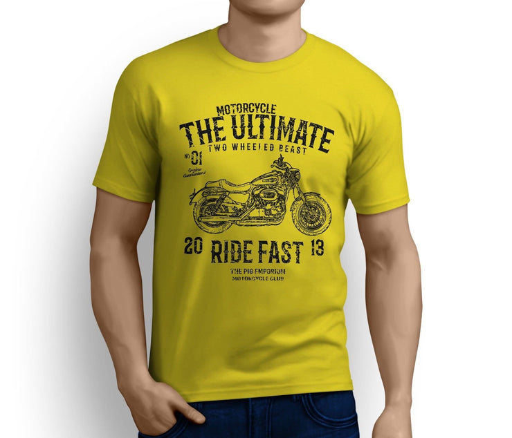 RH Ultimate Art Tee aimed at fans of Harley Davidson 1200 Custom Motorbike