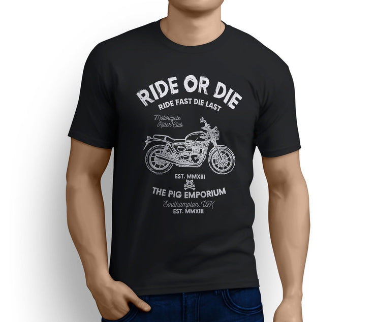 RH Ride Illustration For A Triumph Street Twin Motorbike Fan T-shirt