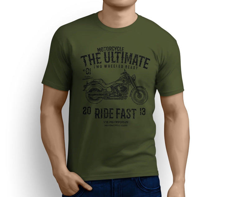 RH Ultimate Illustration For A Harley Davidson Fat Boy Motorbike Fan T-shirt