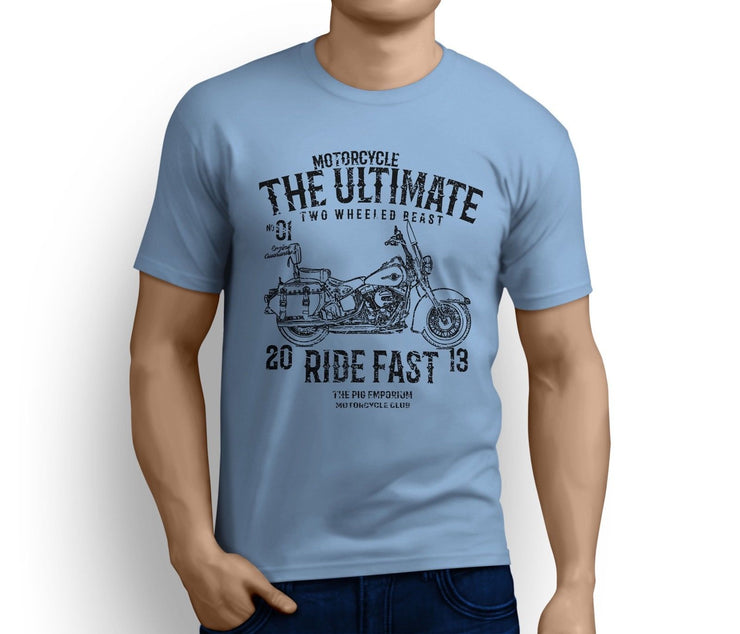 RH Ultimate Art Tee aimed at fans of Harley Davidson Heritage Softail Classic Motorbike
