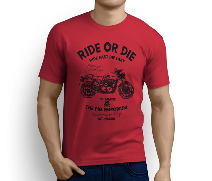 RH Ride Art Tee aimed at fans of Triumph Thruxton Ace Motorbike