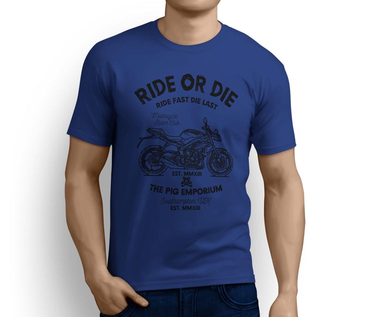 RH Ride Illustration For A Triumph Street Triple 2016 Motorbike Fan T-shirt