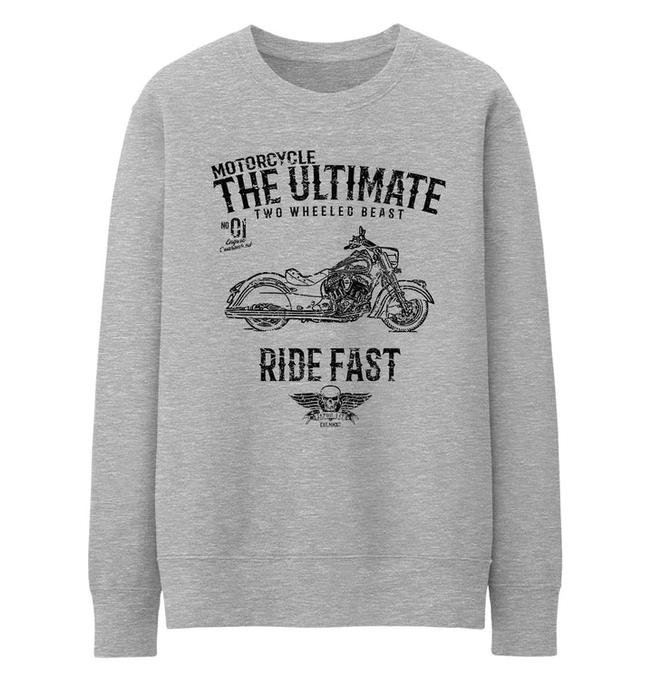 JL Ultimate Illustration For A Indian Chief Classic Motorbike Fan Jumper