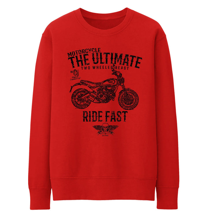 JL Ultimate Illustration For A Ducati Scrambler Classic Motorbike Fan Jumper
