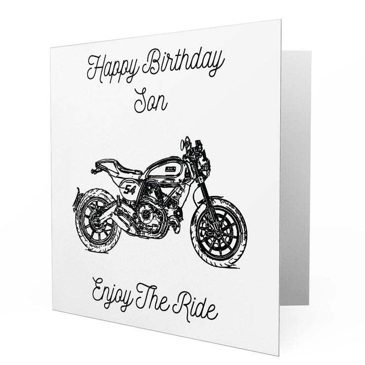 Copy of Jaxon Lee - Birthday Card for a Ducati Scrambler Cafe Racer Motorbike fan