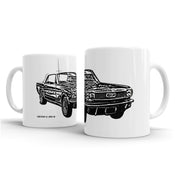 JL Illustration For A Ford 1966 Mustang Convertible Motorcar Fan – Gift Mug