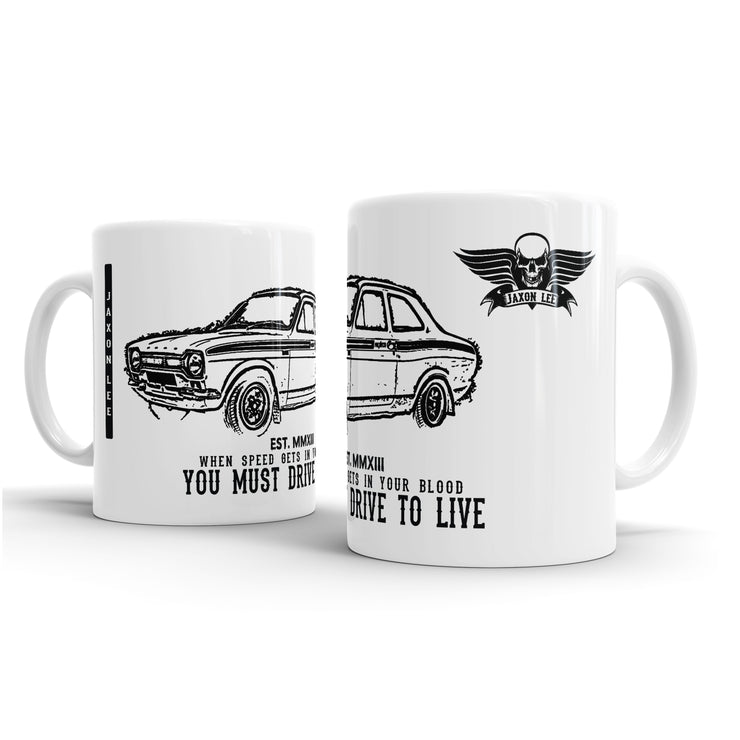 JL Illustration For A Ford Escort Mk1 Mexico Motorcar Fan – Gift Mug