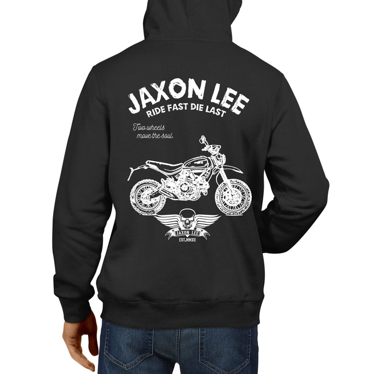 JL Ride Illustration For A Ducati Scrambler Desert Sled Motorbike Fan Hoodie