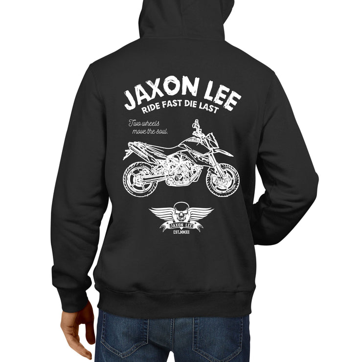 JL Ride illustration for a KTM 990 Supermoto Motorbike fan Hoodie