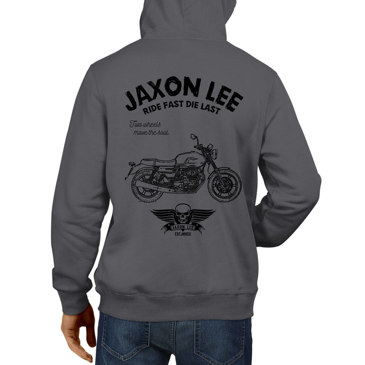 JL Ride Illustration For A Moto Guzzi V7III Stone Motorbike Fan Hoodie
