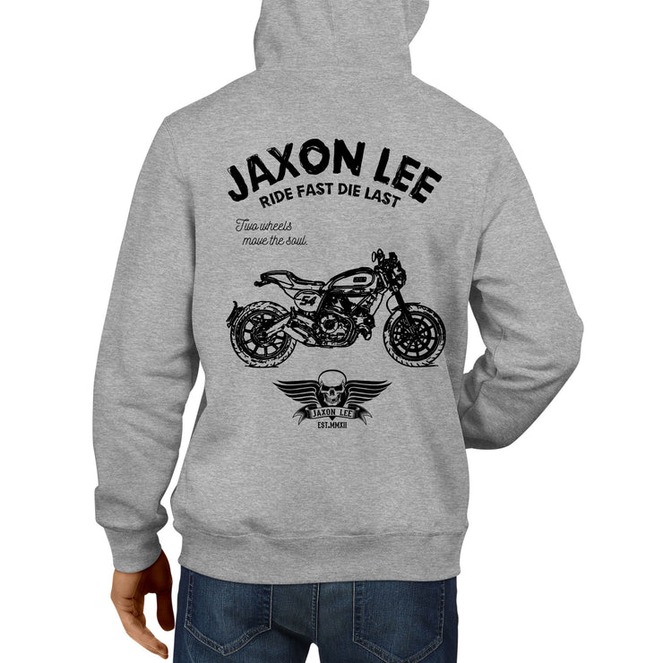 JL Ride Illustration For A Ducati Scrambler Cafe Racer Motorbike Fan Hoodie
