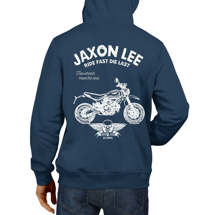 JL Ride Illustration For A Ducati Scrambler Desert Sled Motorbike Fan Hoodie