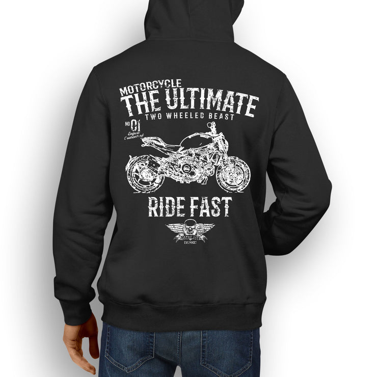 JL Ultimate Illustration For A Ducati Monster 1200S Motorbike Fan Hoodie