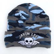 JL Winged Skull Pop Large Logo - Blue Camo Beanie