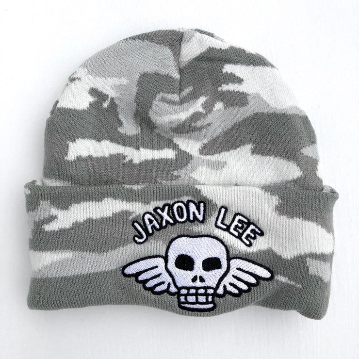 JL Winged Skull Pop Large Logo - Dark Camo Beanie