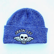 JL Winged Skull Pop Large Logo - Blue Heather Beanie