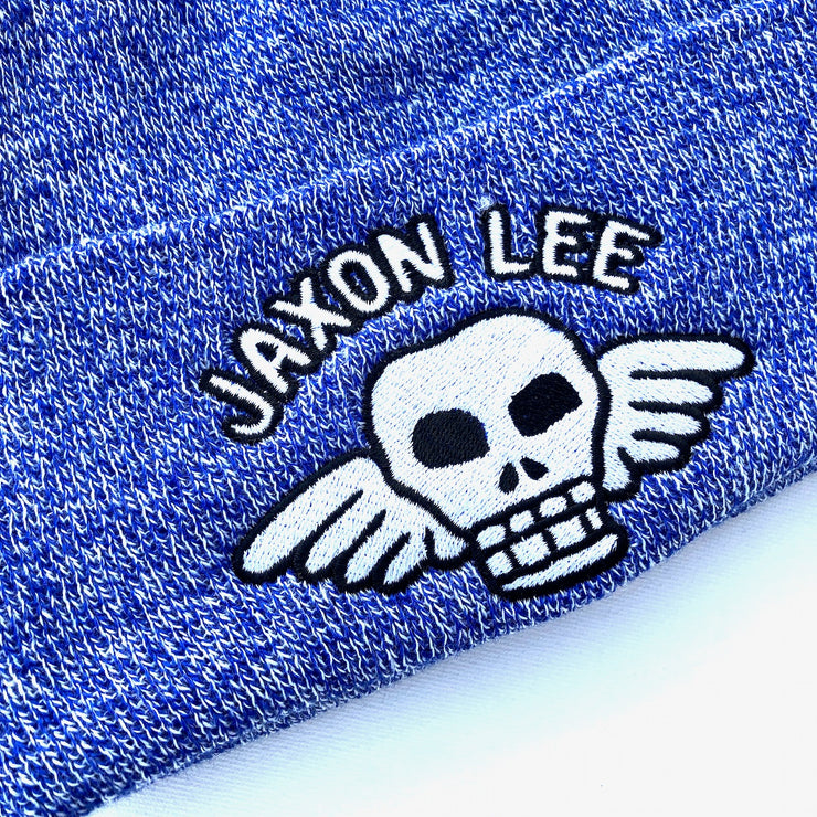 JL Winged Skull Pop Large Logo - Blue Heather Beanie