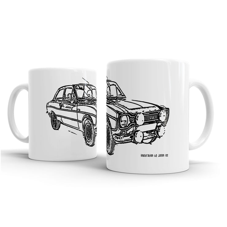 JL Illustration For A 1974 Ford Escort Mk1 RS2000 Motorcar Fan – Gift Mug