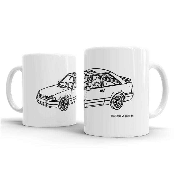 JL Illustration For A Ford Escort Mk4 XR3i Motorcar Fan – Gift Mug