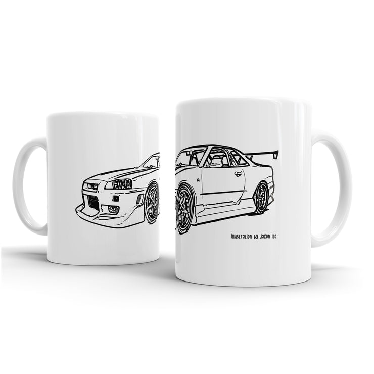 JL Illustration For A Nissan Skyline R34 GT-R Motorcar Fan – Gift Mug