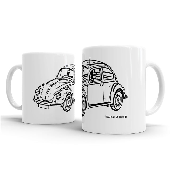 JL illustration for a Volkswagen 1968 Beetle 1500 Limousine fan – Gift Mug