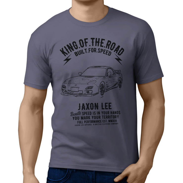 JL King Illustration for a Mazda RX-7 Motorcar fan T-shirt