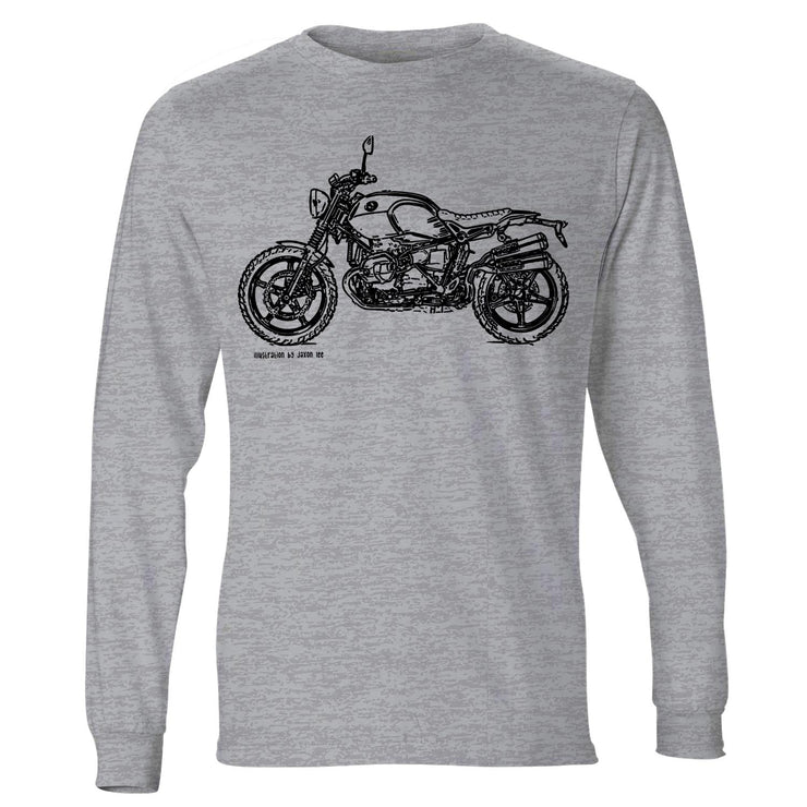 JL Illustration For A BMW RNineT Scrambler 2016 Motorbike Fan LS-Tshirt