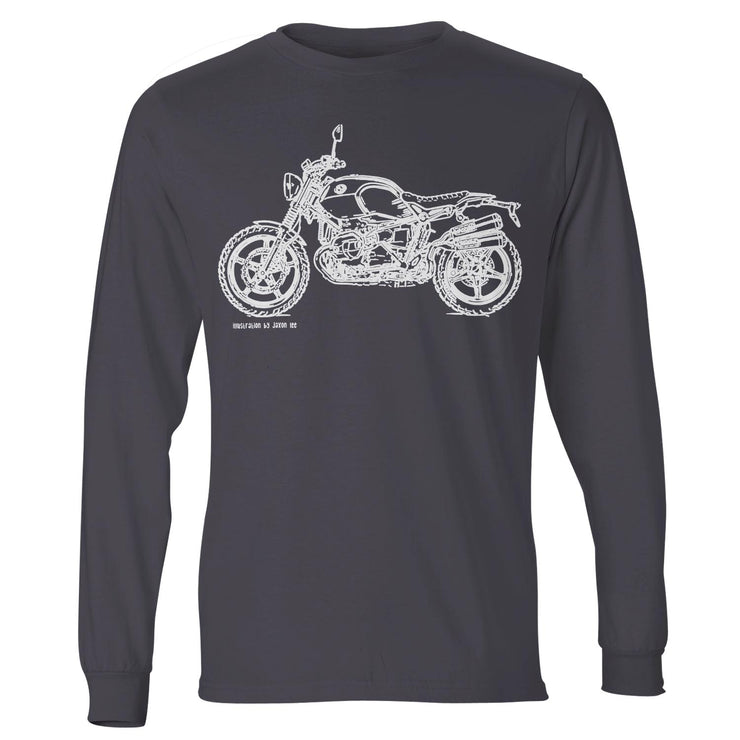 JL Illustration For A BMW RNineT Scrambler 2016 Motorbike Fan LS-Tshirt