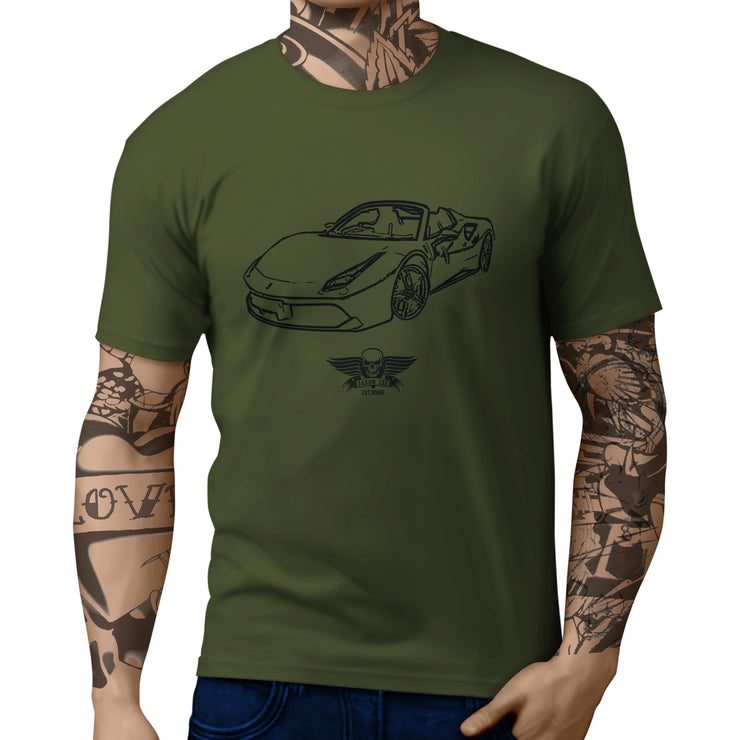 Jaxon Lee Illustration For A Ferrari 488 Spider Motorcar Fan T-shirt