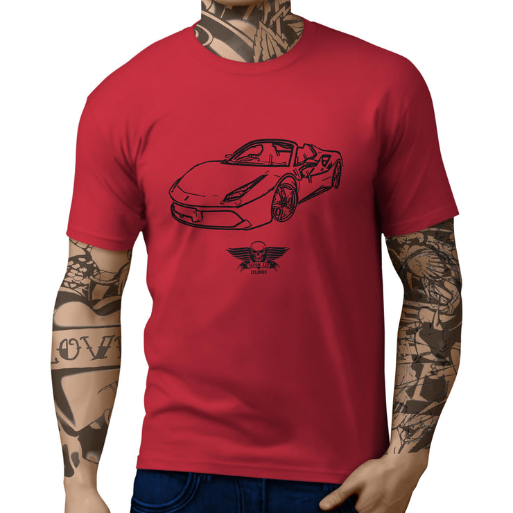 Jaxon Lee Illustration For A Ferrari 488 Spider Motorcar Fan T-shirt