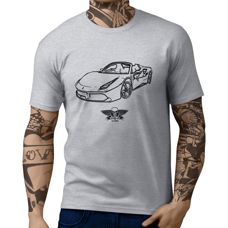 Jaxon Lee Illustration For A Ferrari 488 Spider Motorcar Fan T-shirt