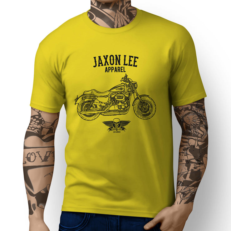 Jaxon Lee Art Tee aimed at fans of Harley Davidson 1200 Custom Motorbike