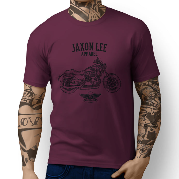 Jaxon Lee Art Tee aimed at fans of Harley Davidson 1200 Custom Motorbike