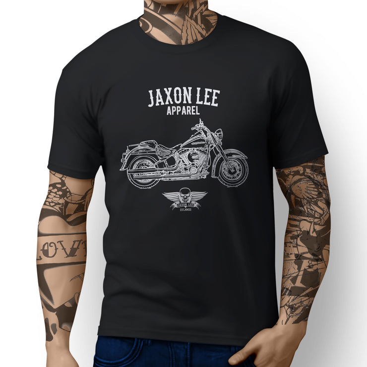 Jaxon Lee Art Tee aimed at fans of Harley Davidson Softail Deluxe Motorbike