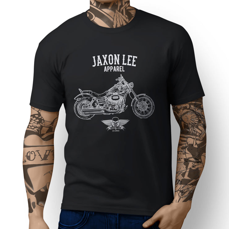 Jaxon Lee Art Tee aimed at fans of Harley Davidson Wide Glide Motorbike